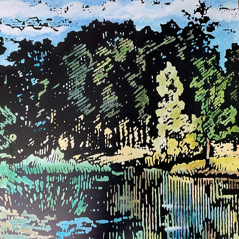 P-Beale-At-the-Water's-Edge-100-x100-cm-ink-on-canvas-2023